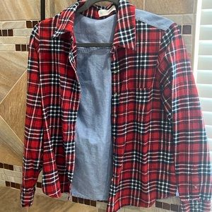 Kittenish half flannel half jean long sleeve!